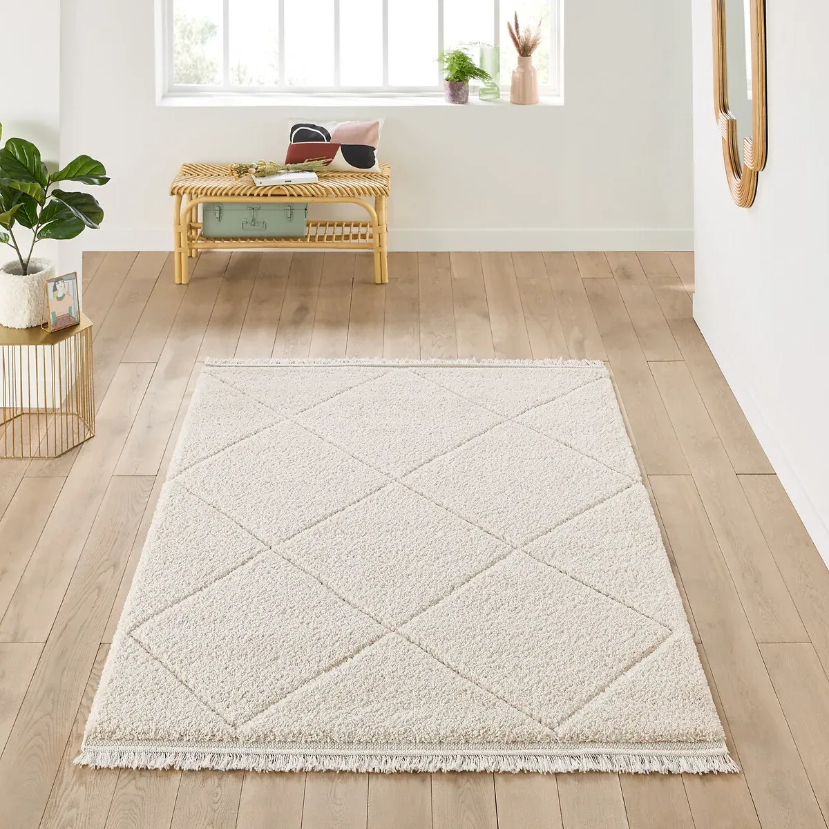 Tonia Berber-Style Fringed Rug - Ecru, Polypropylene alternate view