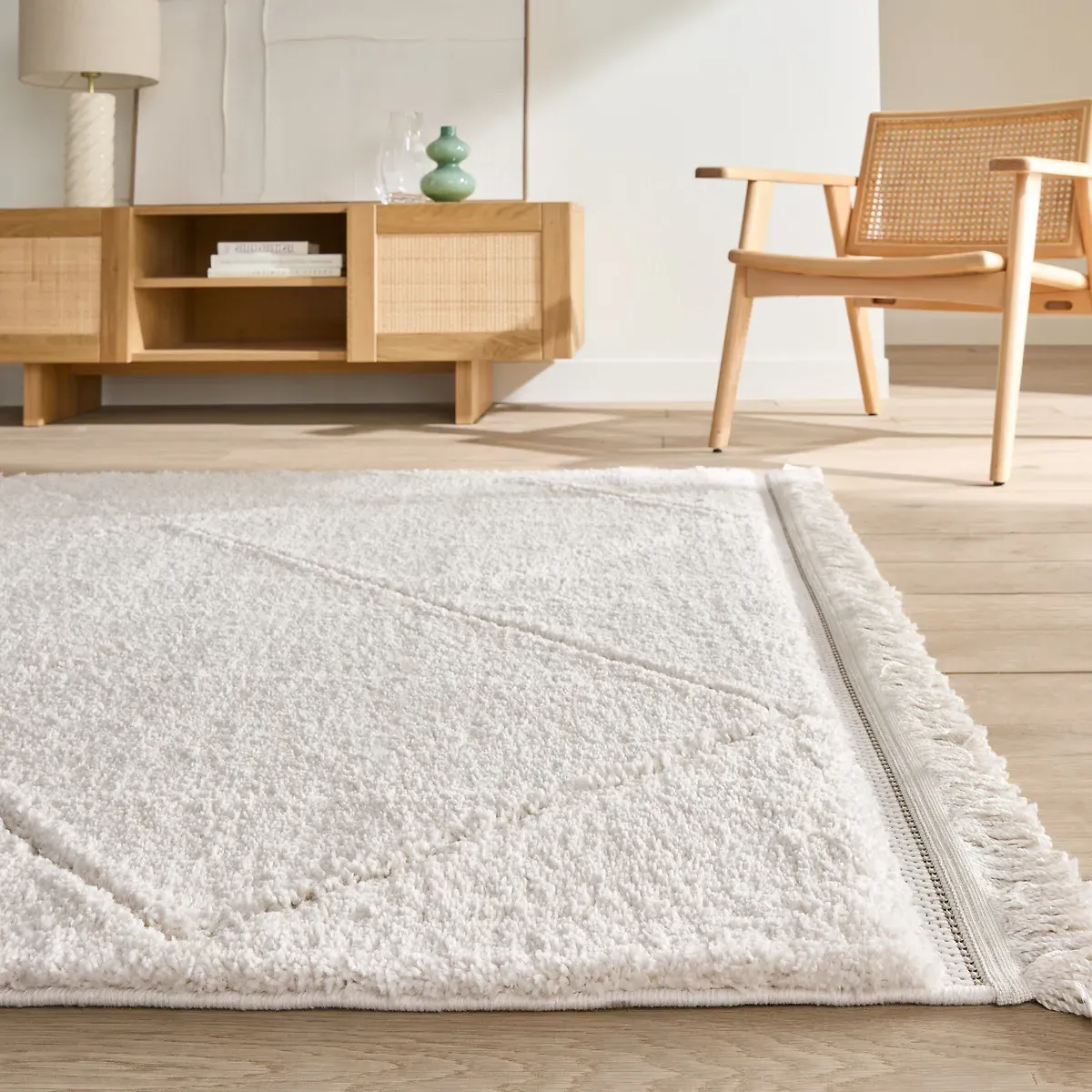 Tonia Berber-Style Fringed Rug - Ecru, Polypropylene product