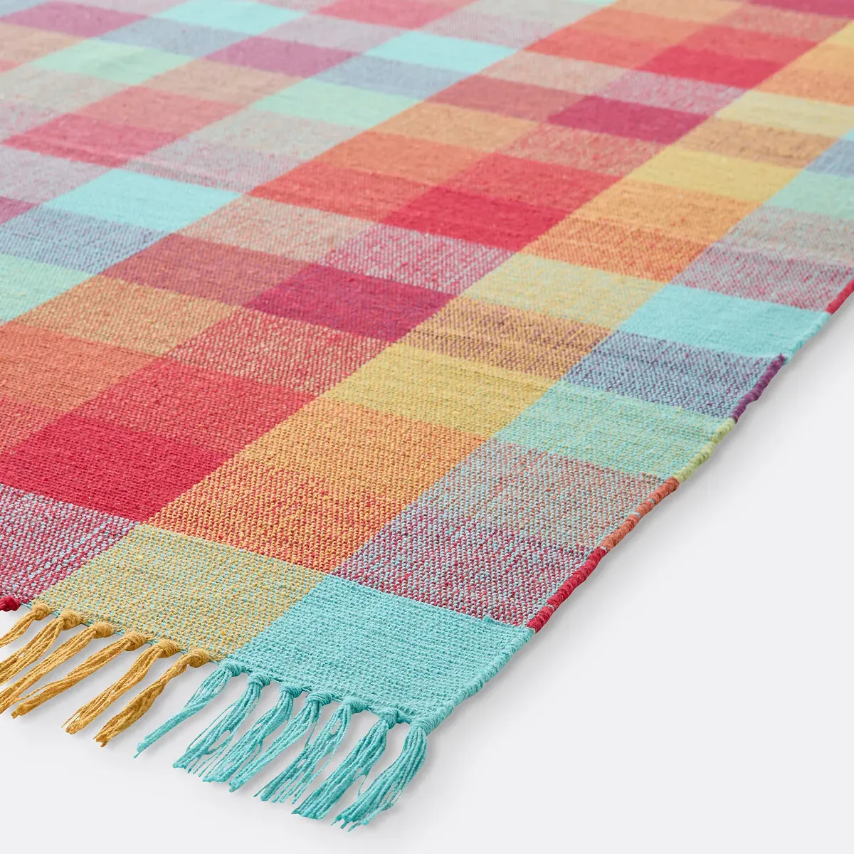 Torsos Handmade Tartan Rug - Multi-Coloured, Recycled Cotton alternate view