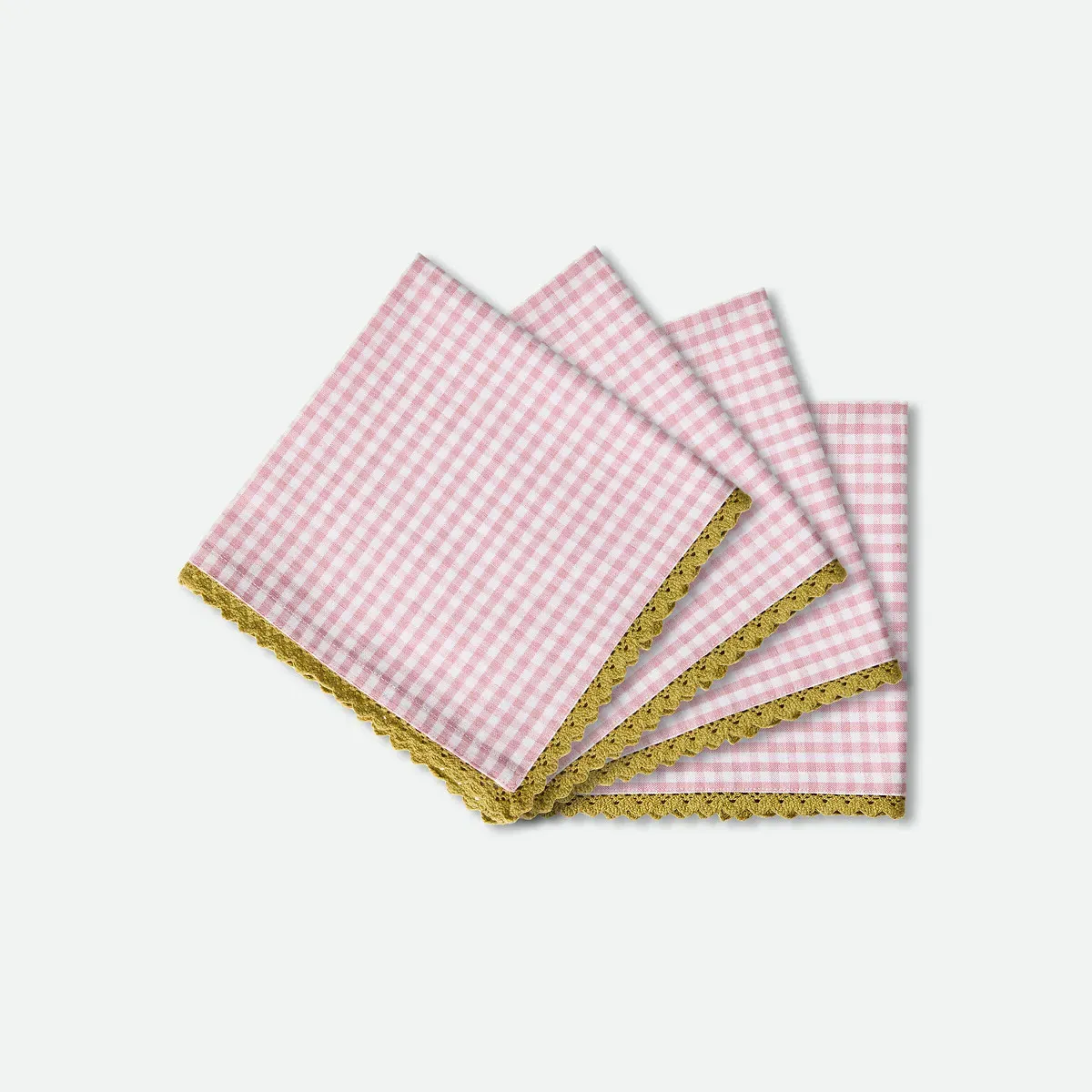 Trattoria Set of 4 Gingham Napkins - Pink, Cotton Linen product