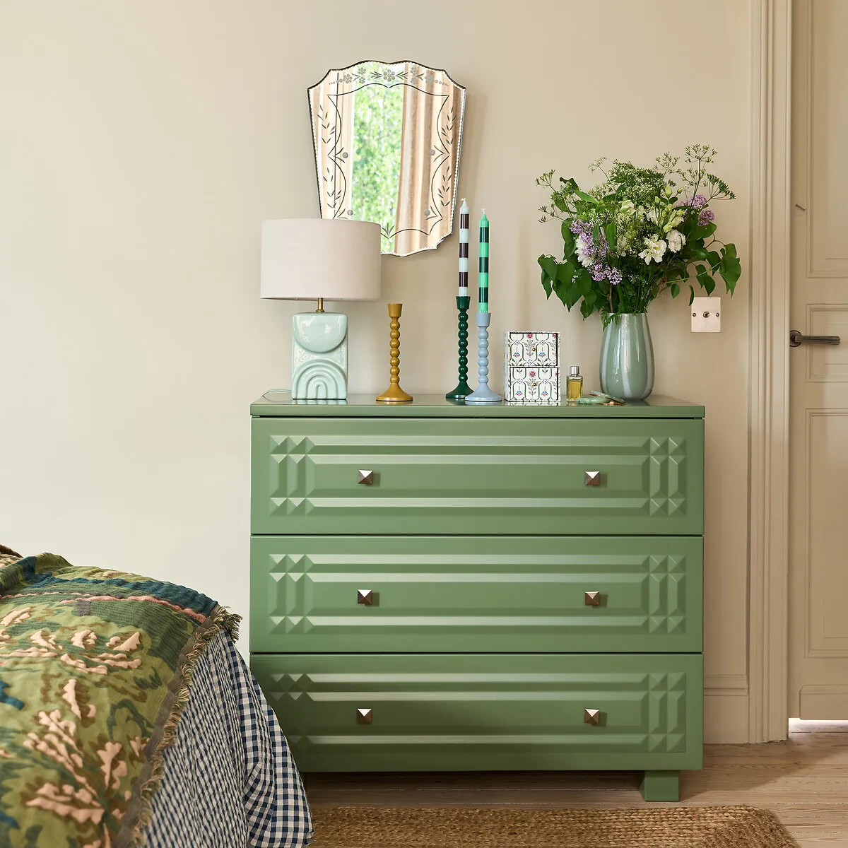Treda 3-Drawer Chest of Drawers - Forest Green, MDF alternate view