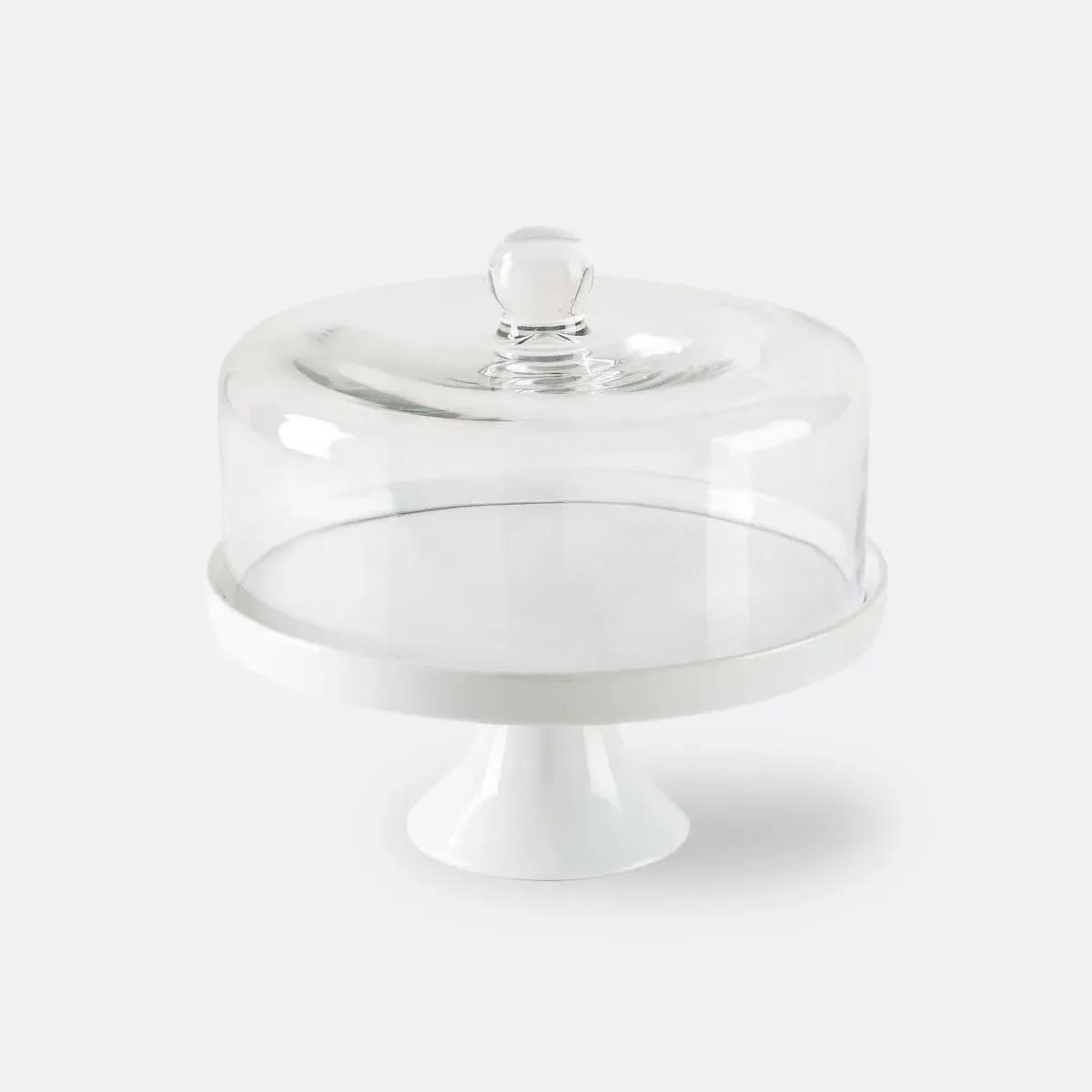 Trenma Cake Dish with Glass Cover - White, Ceramic product