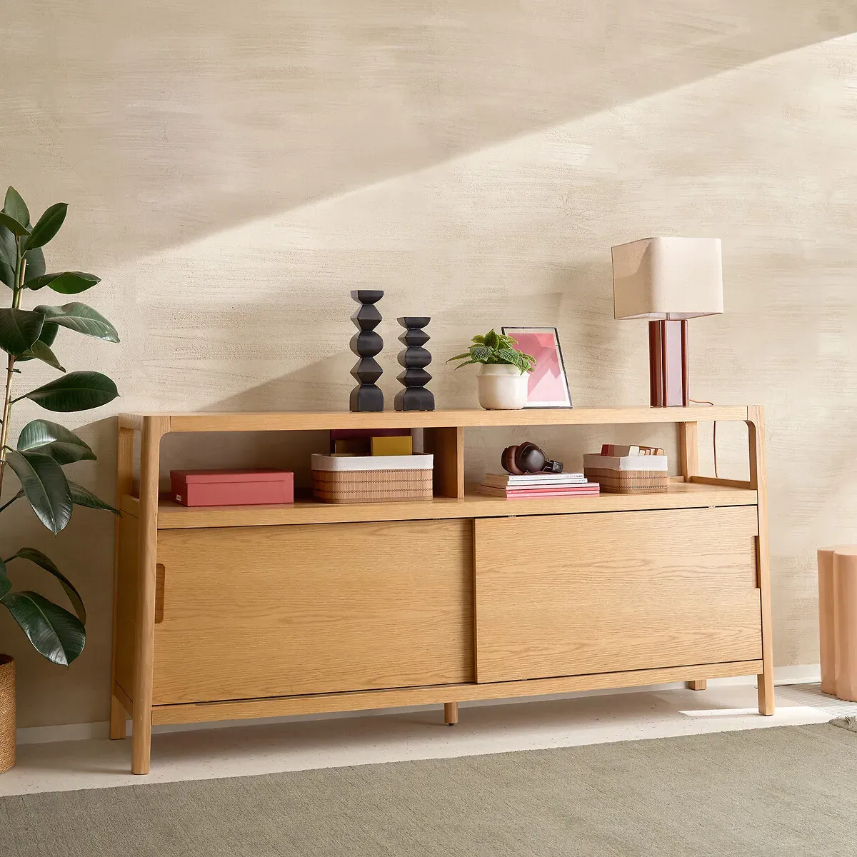 Tress 2-Door Sideboard with Open Compartment - Oak, Ash alternate view