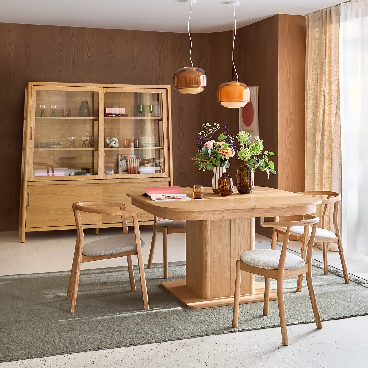 Tress 4-Door Display Cabinet with Sliding Doors - Oak, Ash alternate view