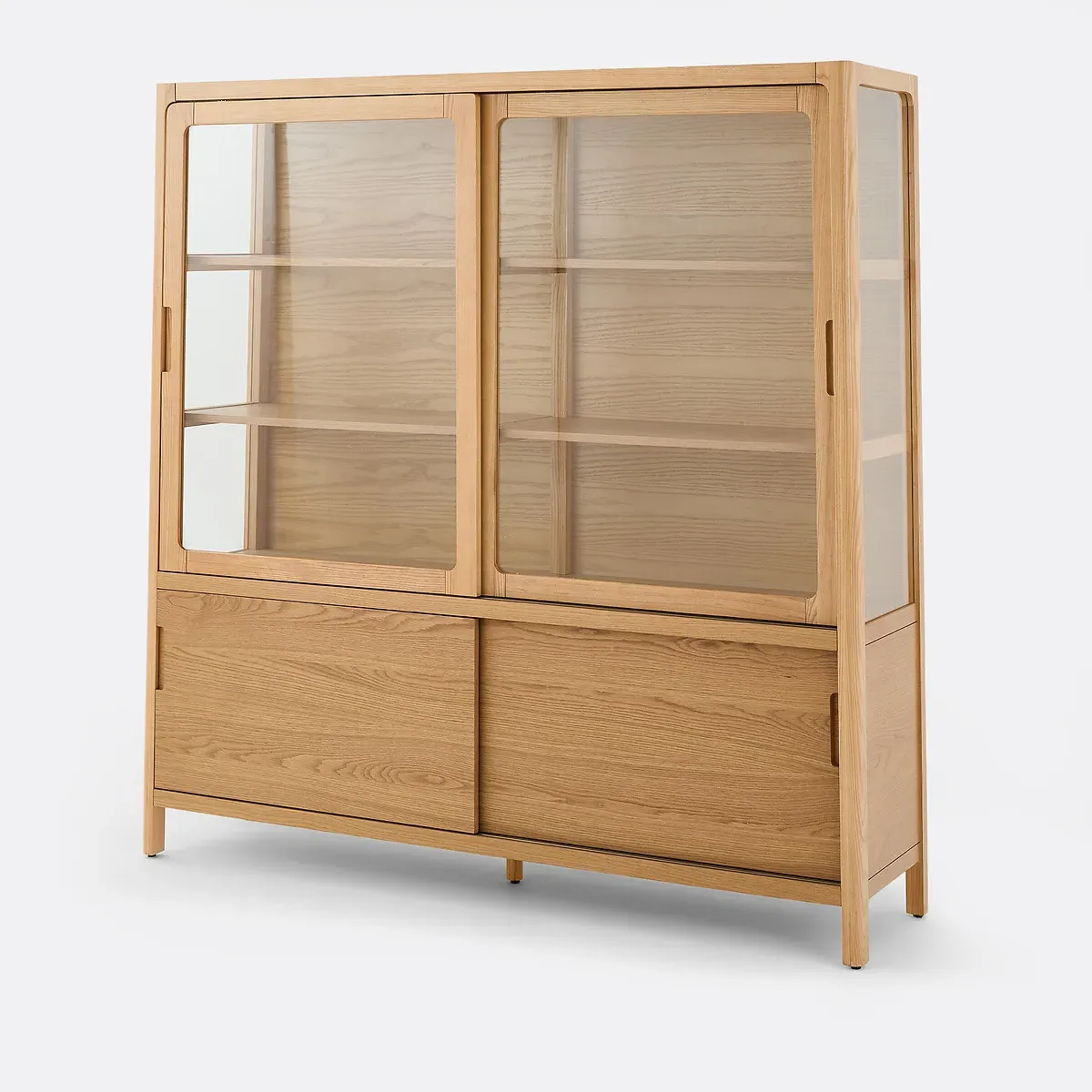 Tress 4-Door Display Cabinet with Sliding Doors - Oak, Ash product