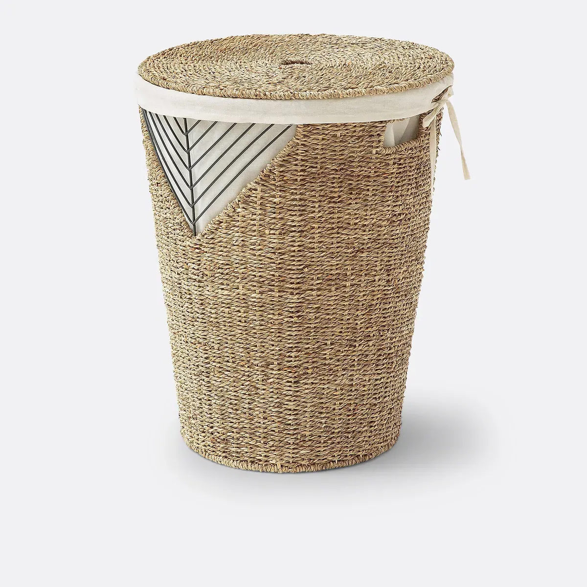 Tressie Woven Laundry Basket with Lid - Natural, Seagrass product