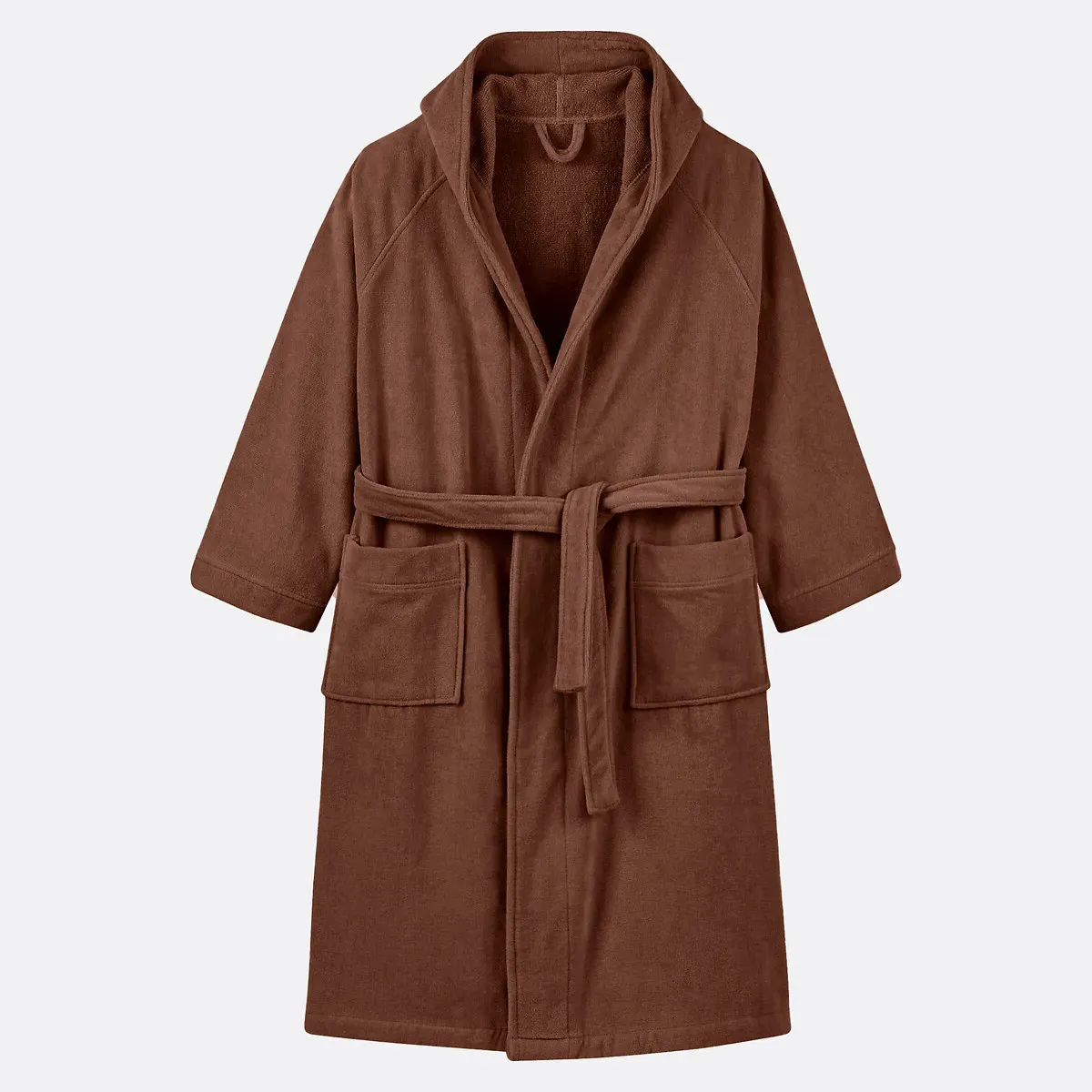 Trizie Hooded Bathrobe - Bark, Cotton Velvet Terry alternate view
