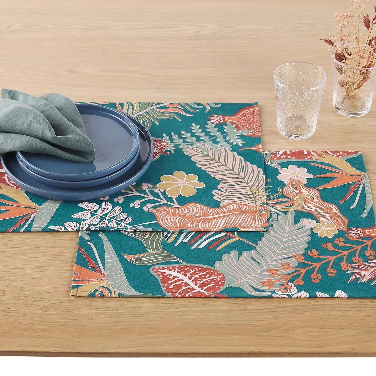 Tropic Printed Placemats Set of 2 - Blue, Polycotton product