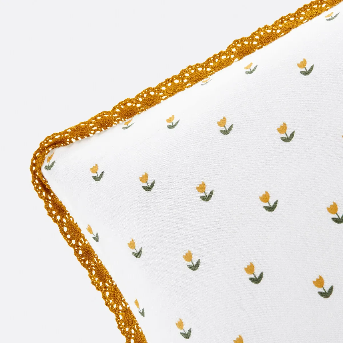 Tulipe Floral Pillowcase with Crochet Trim - Cotton Muslin alternate view