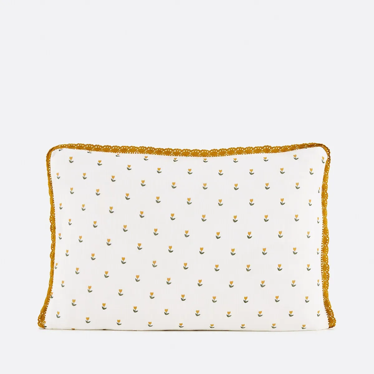 Tulipe Floral Pillowcase with Crochet Trim - Cotton Muslin product