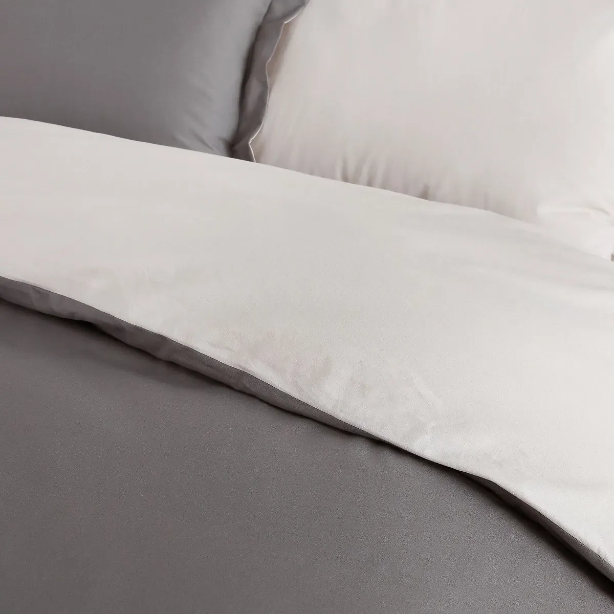 Two-Tone Reversible Duvet Cover - Charcoal Grey, Cotton alternate view