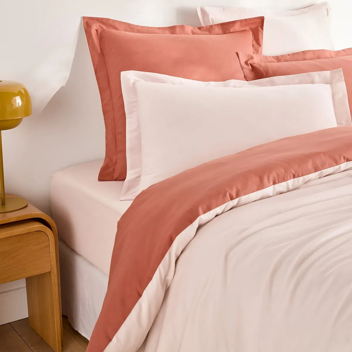 Two-Tone Reversible Pillowcase - Beige/Burnt Sienna, Cotton alternate view