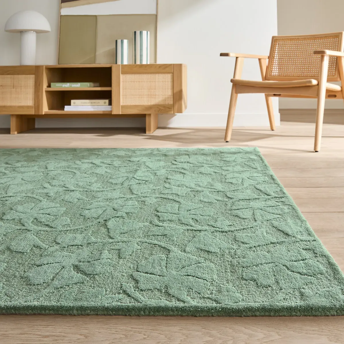 Tyma Floral Print Rug - Green Eucalyptus, Wool product