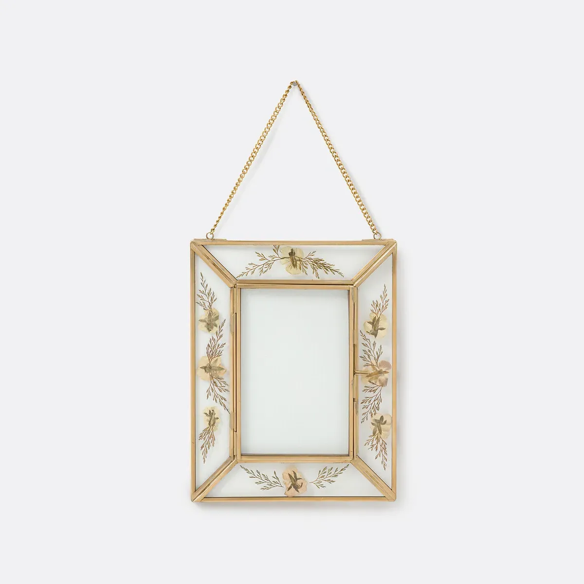 Uyova Hanging Photo Frame with Dried Flowers - Brass, Glass product