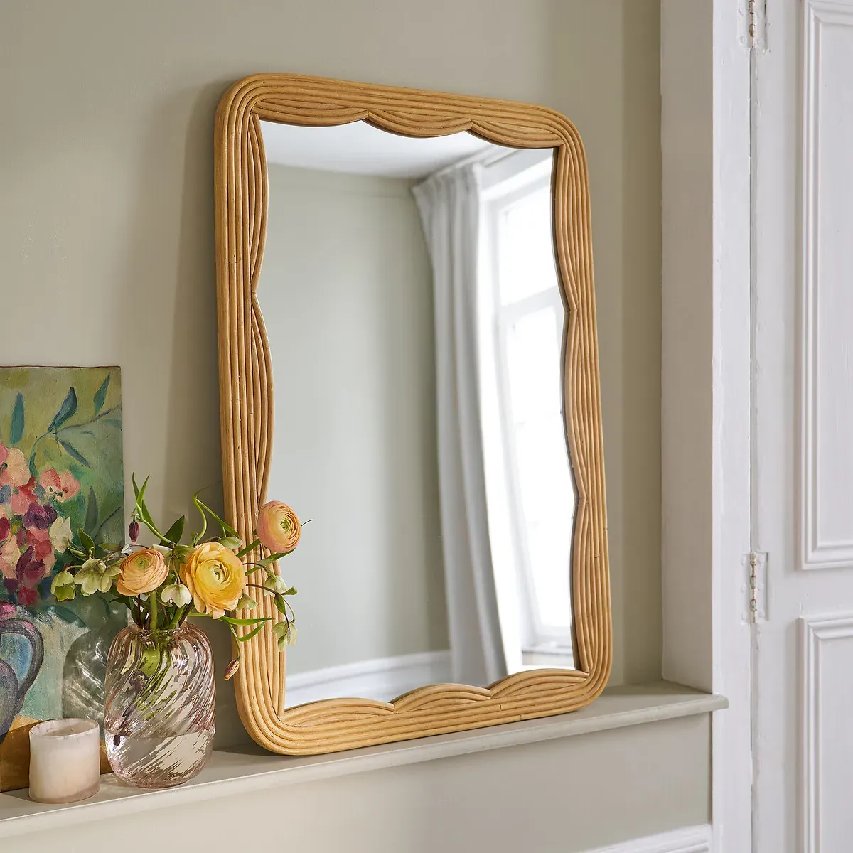 Vaguo Rectangular Rattan Wall Mirror - Natural alternate view