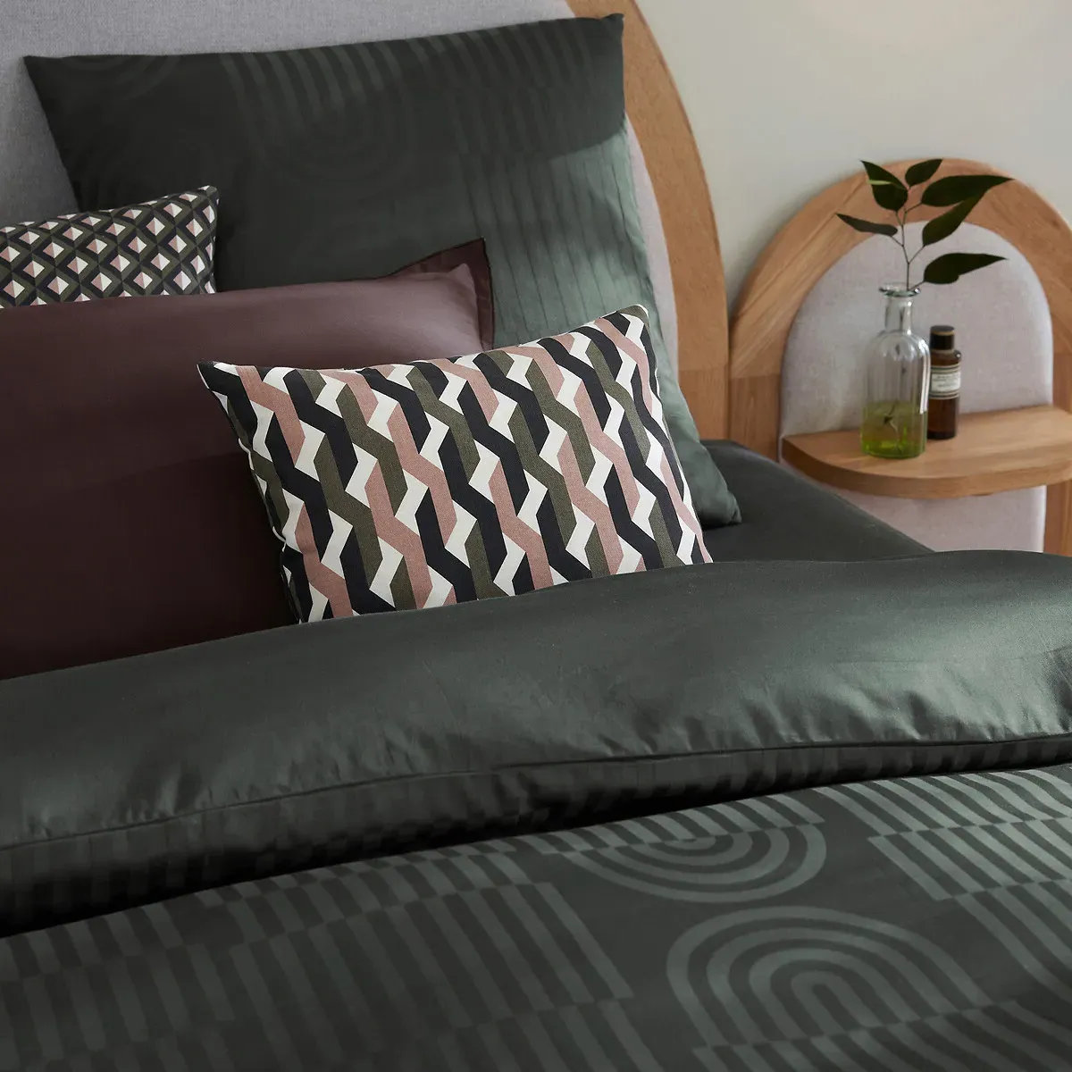 Varano Duvet Cover - Cedar Green, Cotton Satin alternate view