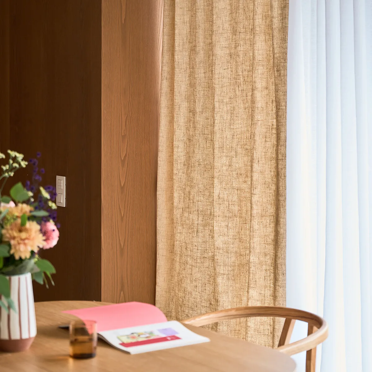 Varoni Concealed Tab Top Curtain - Natural, Polyester alternate view