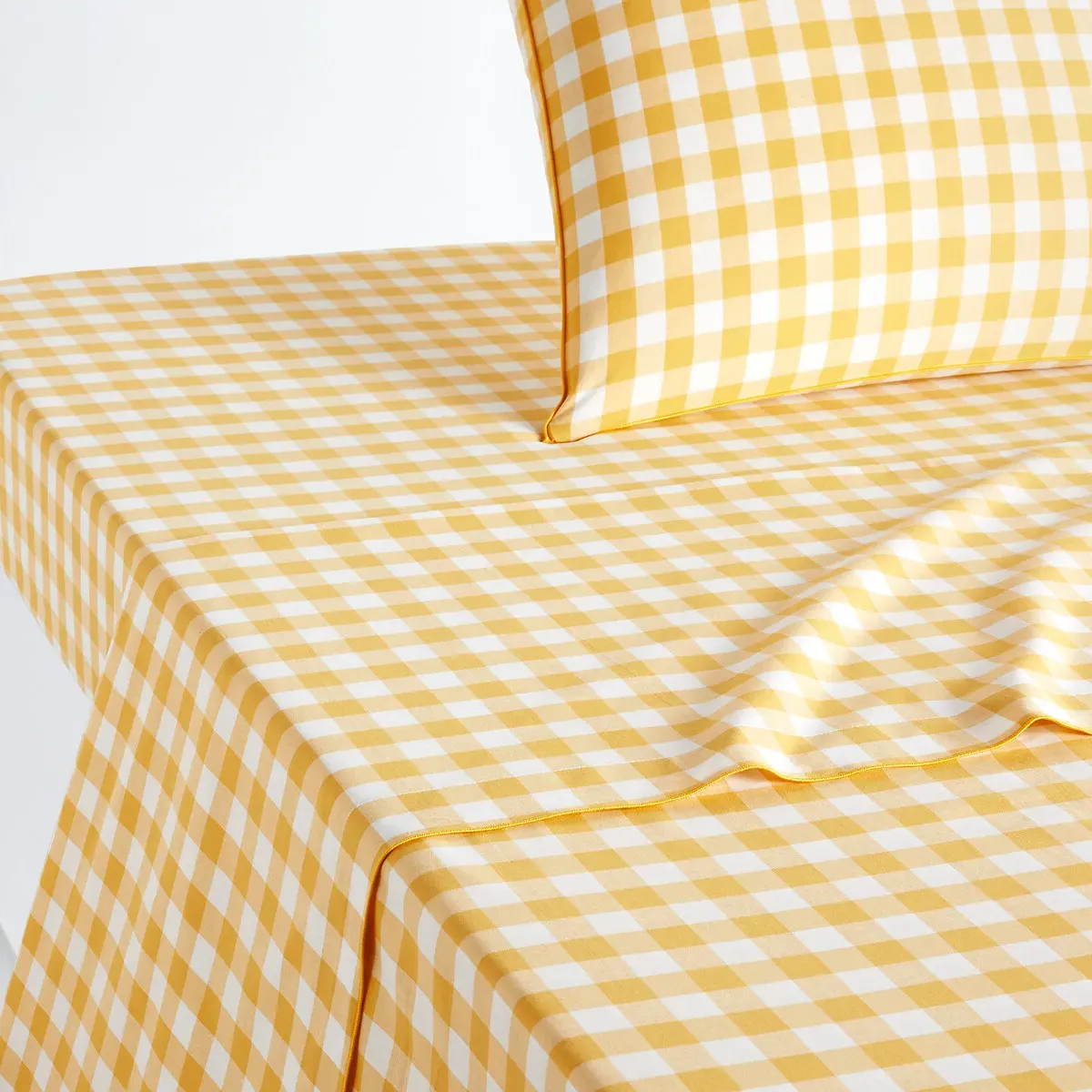 Veldi Flat Sheet - Yellow Gingham, Cotton product