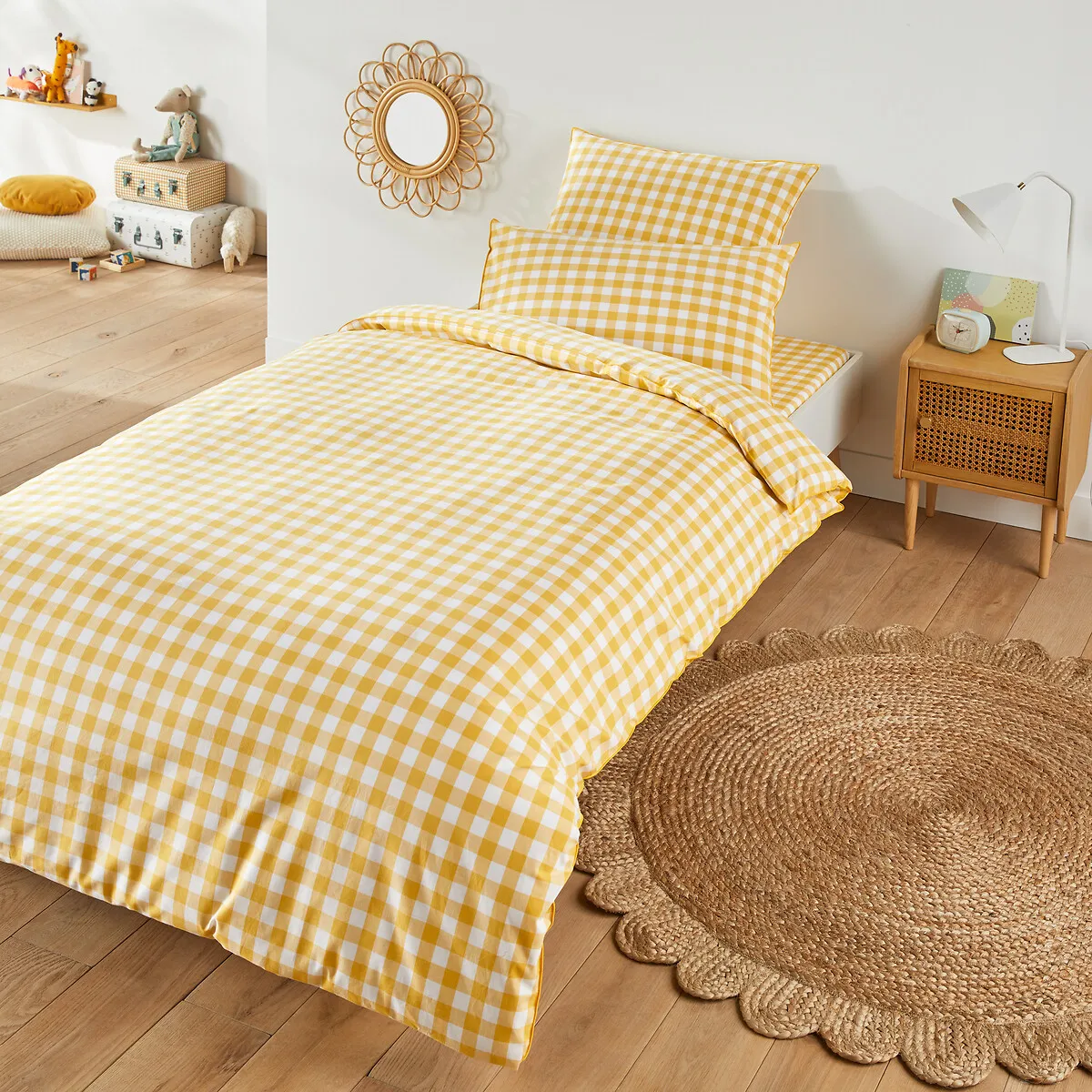 Veldi Rectangular Pillowcase - Yellow Gingham, Cotton alternate view