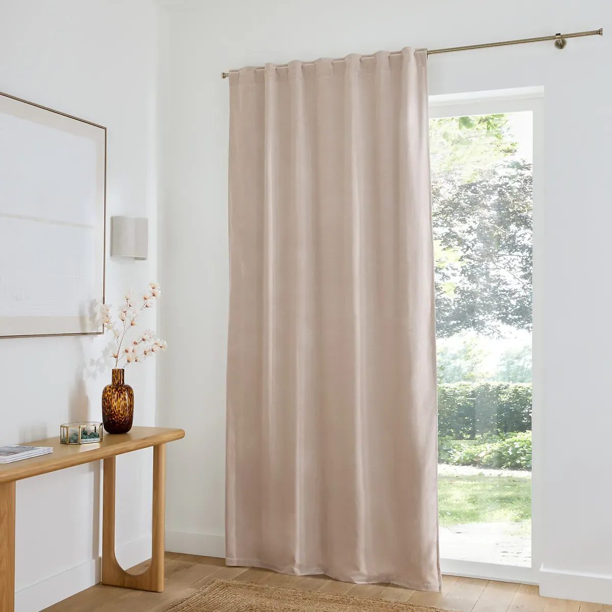Velvet Hidden Tab Top Blackout Curtain - Beige, Cotton alternate view