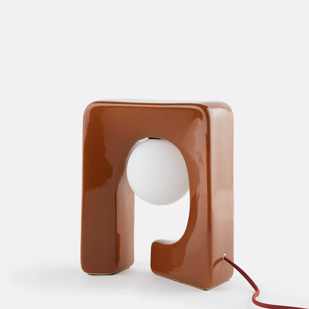 Vesli Arch-Shaped Table Lamp - Brown, Ceramic product