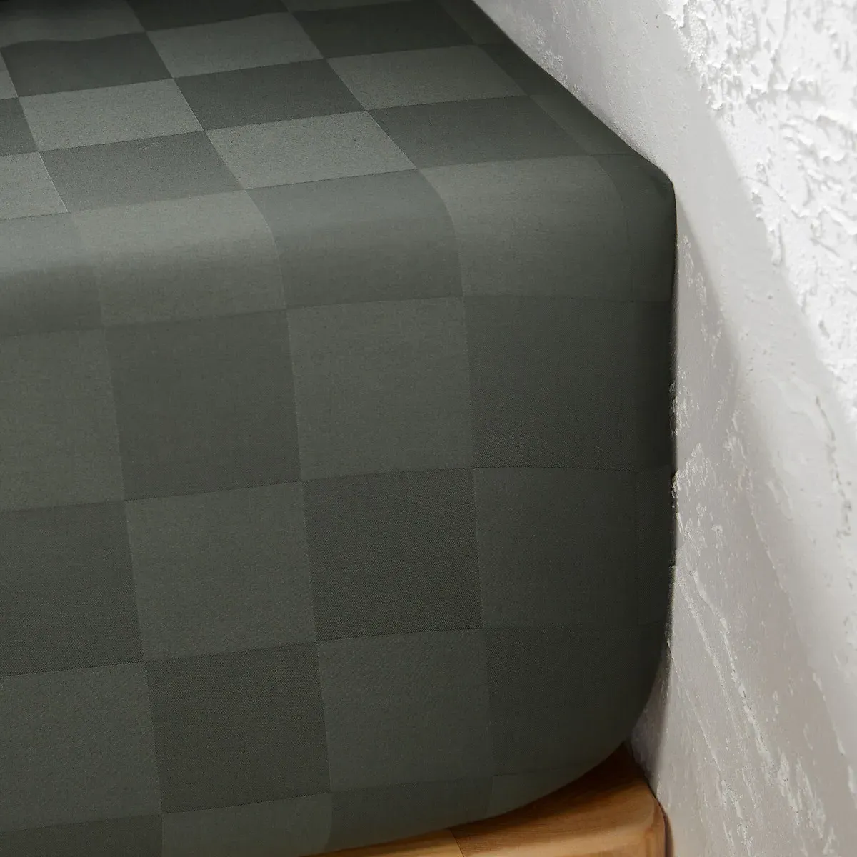 Victor Checkerboard Fitted Sheet - Cedar Green, Cotton product