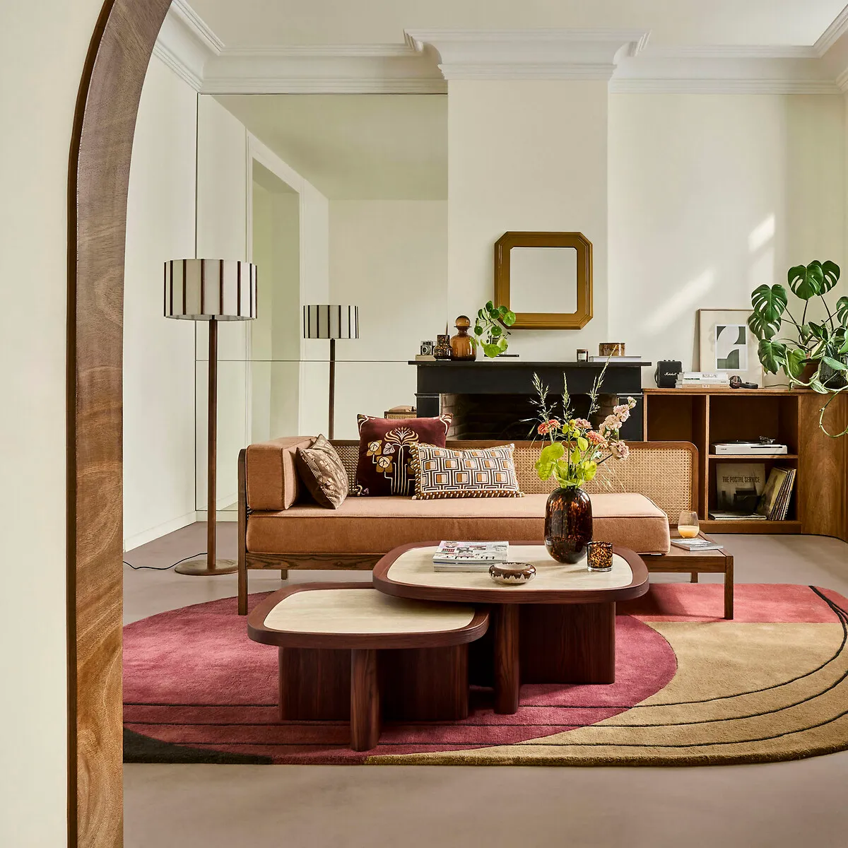 Vintela Floor Lamp - Brown, Rubberwood & Linen alternate view