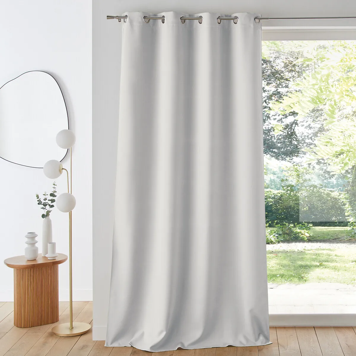 Voda Blackout Eyelet Curtain - Light Grey, Polyester product