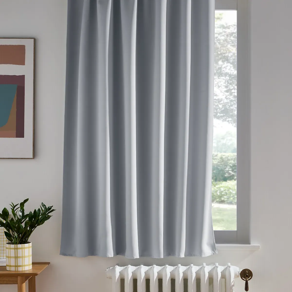 Voda Blackout Radiator Curtain Pencil Pleat or Wave - Light Grey, Polyester product