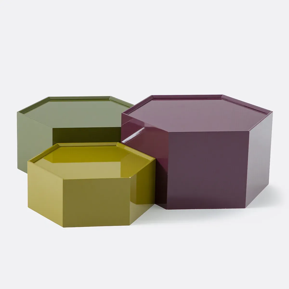 Wai Set of 3 Hexagonal Stackable Coffee Tables - Multi-Coloured product