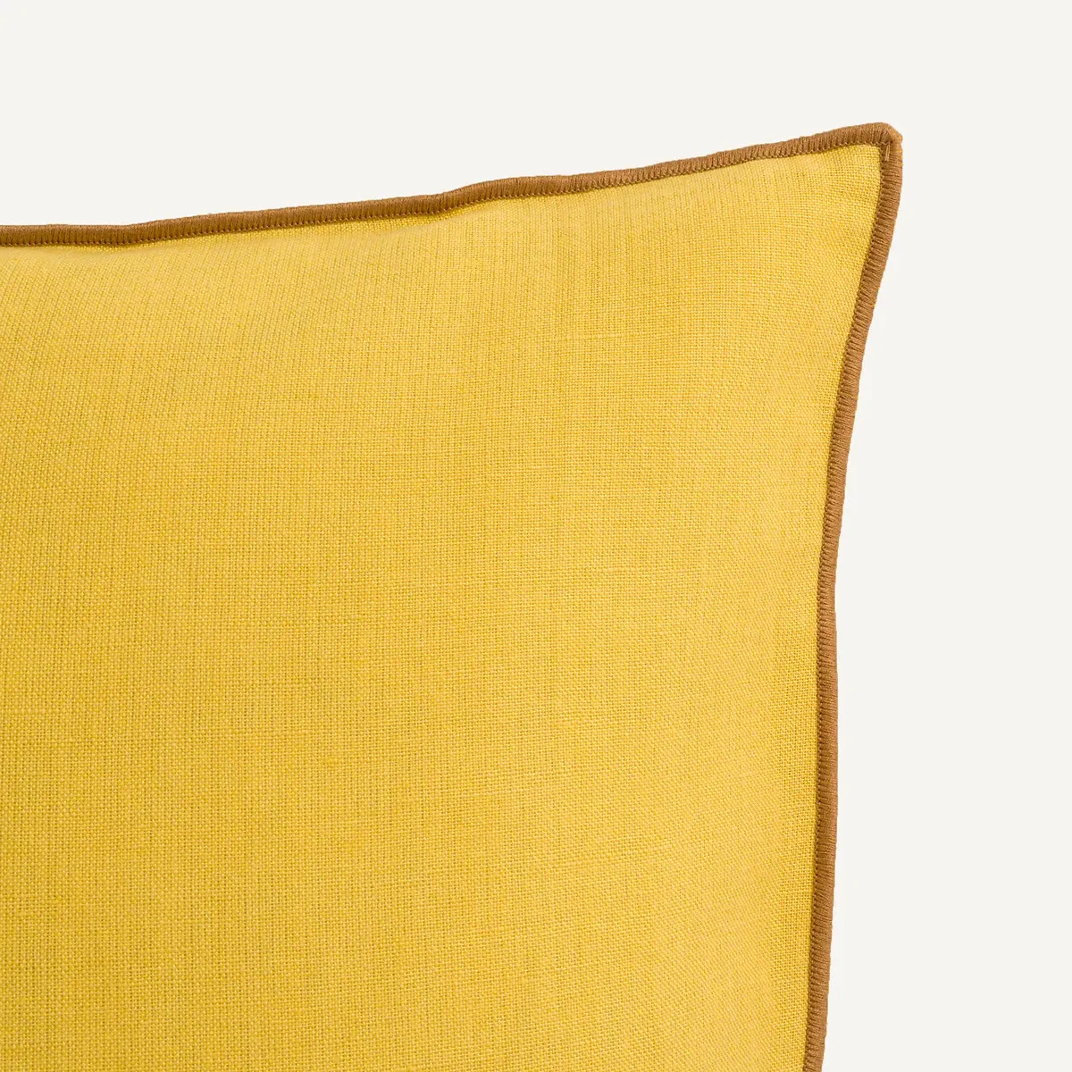 Warna Cushion Cover with Contrasting Border - Mustard, Linen/Cotton alternate view