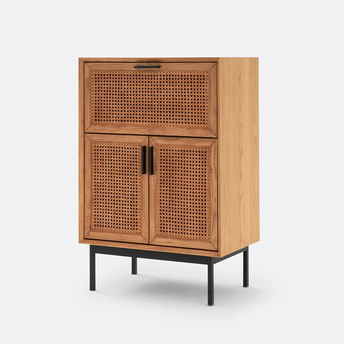 Waska Bar Cabinet with Drop-Down Door - Oak, Rattan Cane product