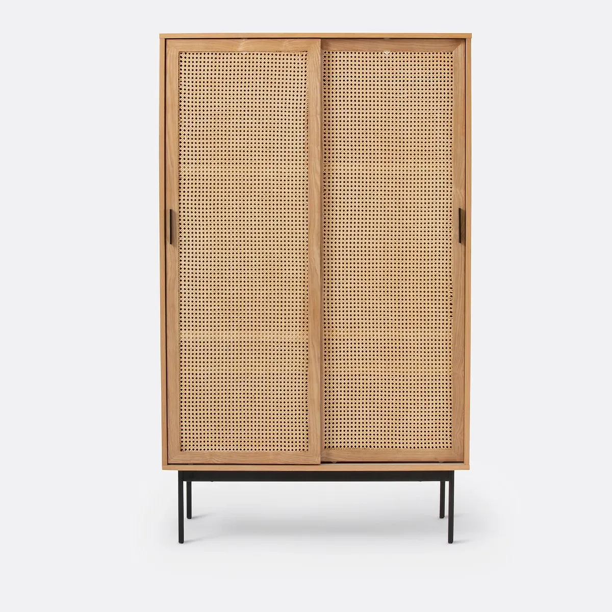 Waska Double Wardrobe Sliding Door - Natural, Oak Veneer & Rattan alternate view