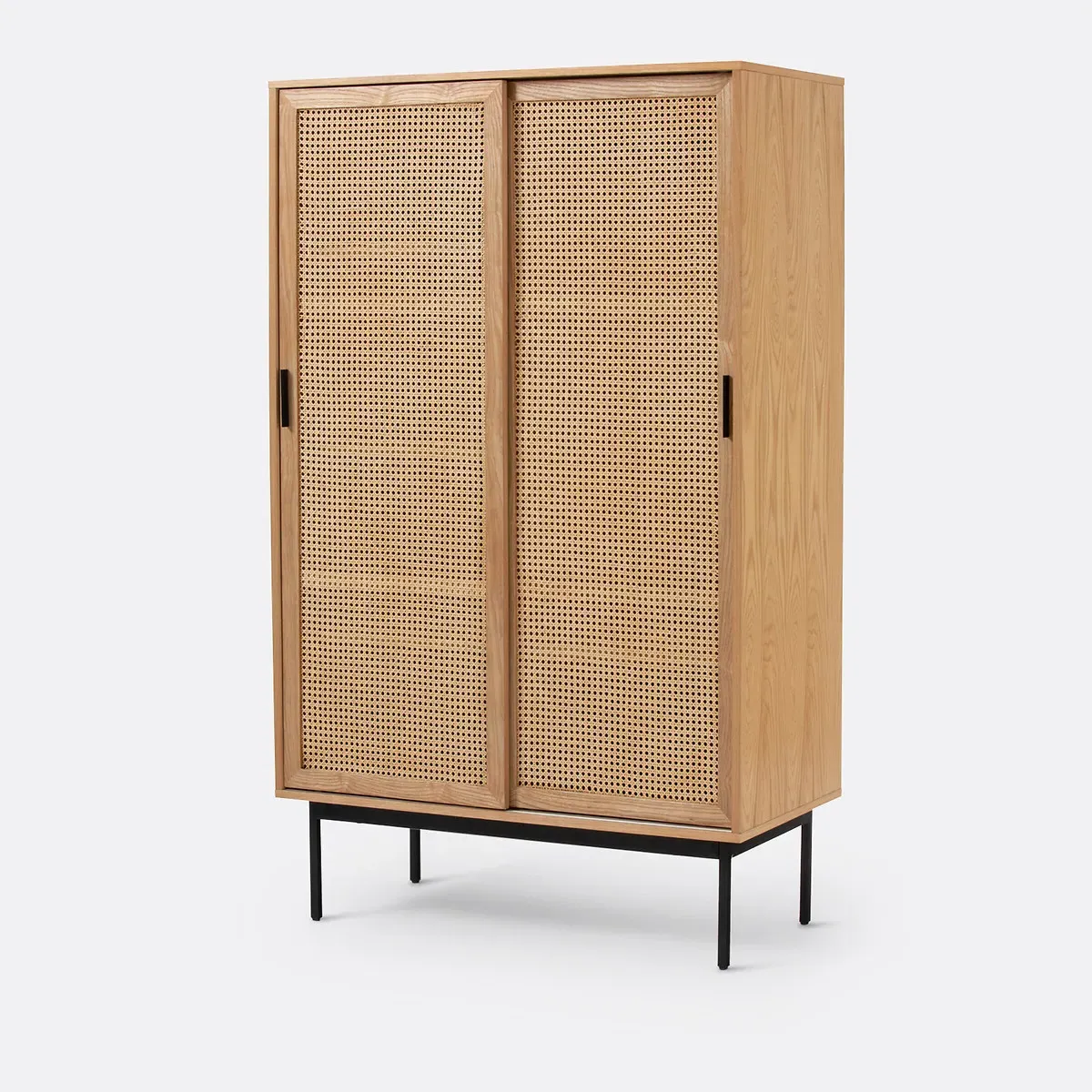 Waska Double Wardrobe Sliding Door - Natural, Oak Veneer & Rattan product