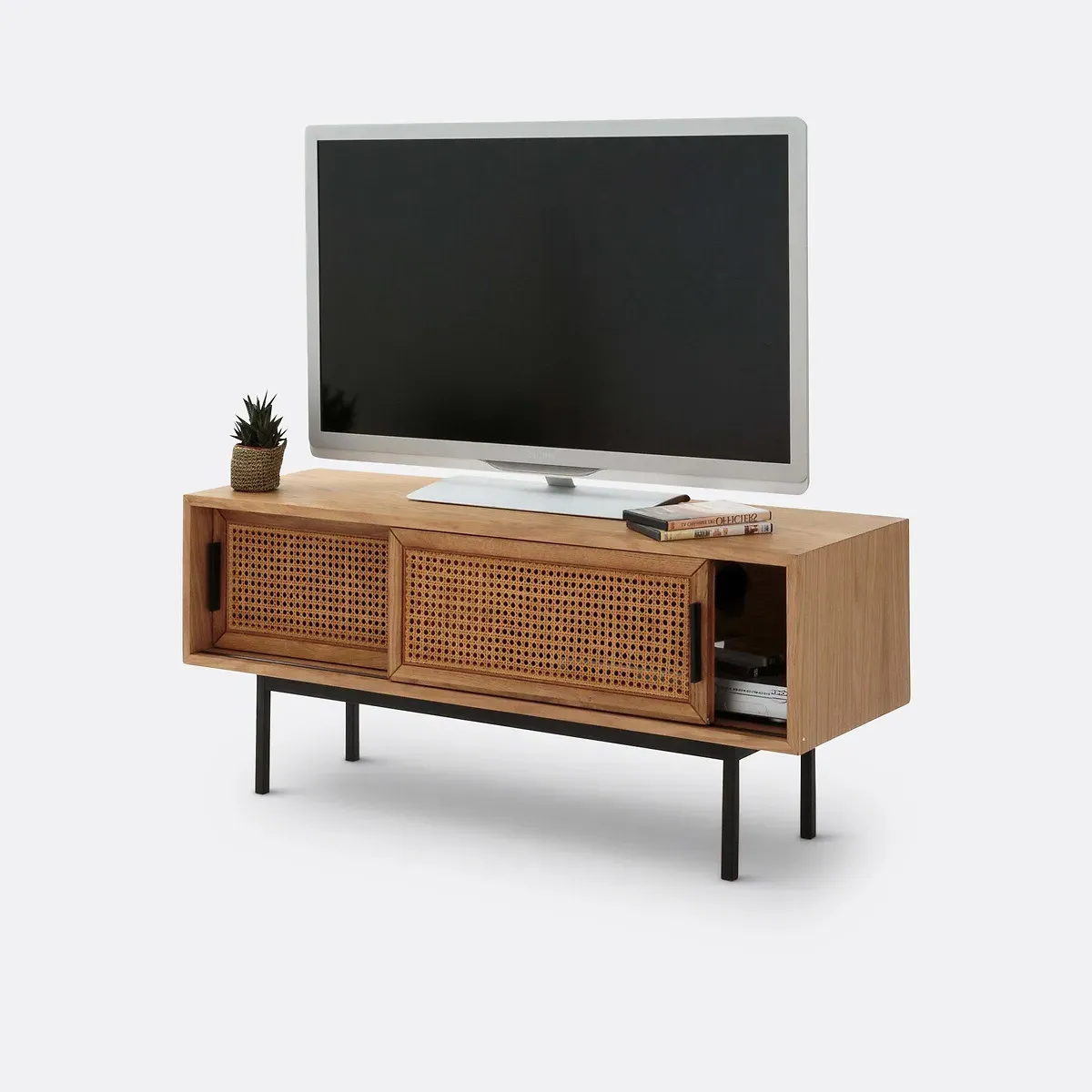 Waska TV Bench with 2 Doors - Oak, Cane product