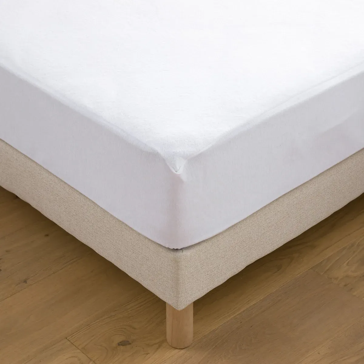 Waterproof Fleece Mattress Protector with Anti-Mite Treatment - White, Cotton product