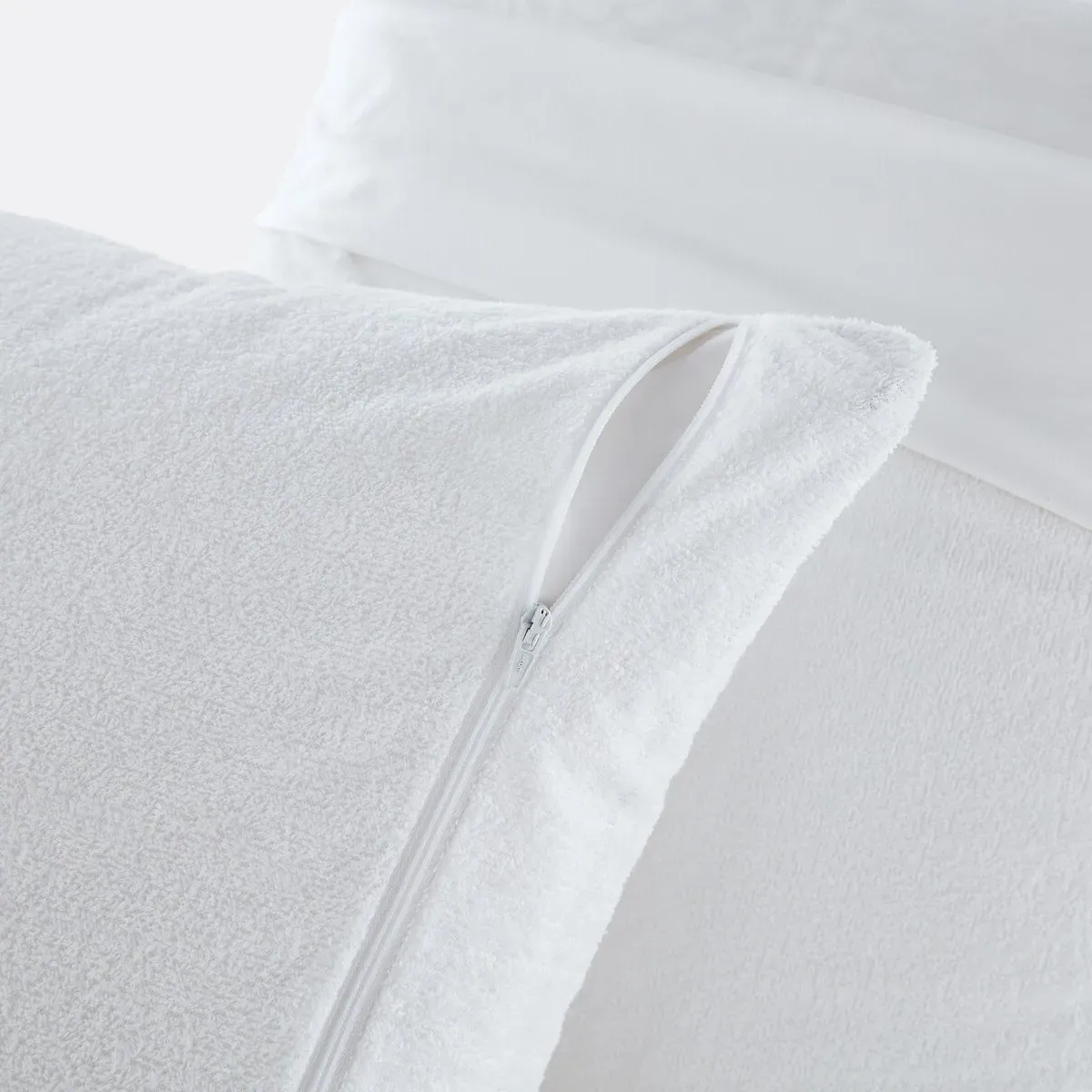 Waterproof Pillow Protector Anti-Mite - White, Terry Cotton alternate view