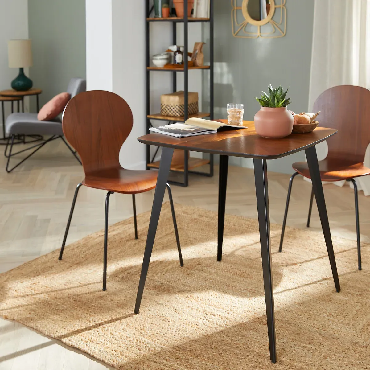 Watford 2-Seater Bistro Dining Table with Marquetry - Walnut alternate view