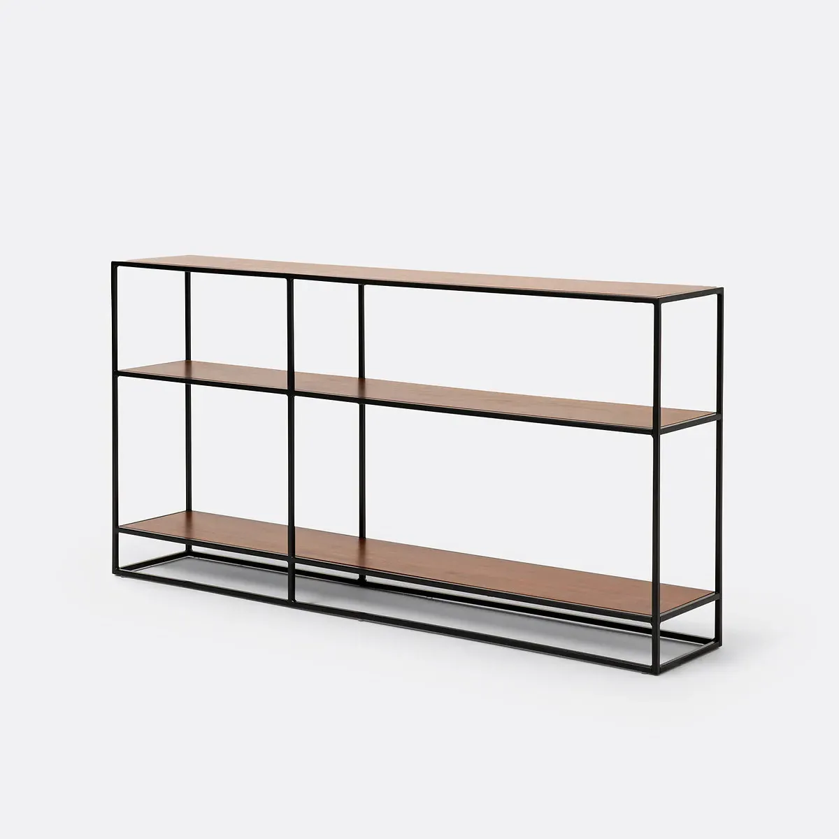 Watford Console Table Bookcase - Walnut, Black Steel alternate view