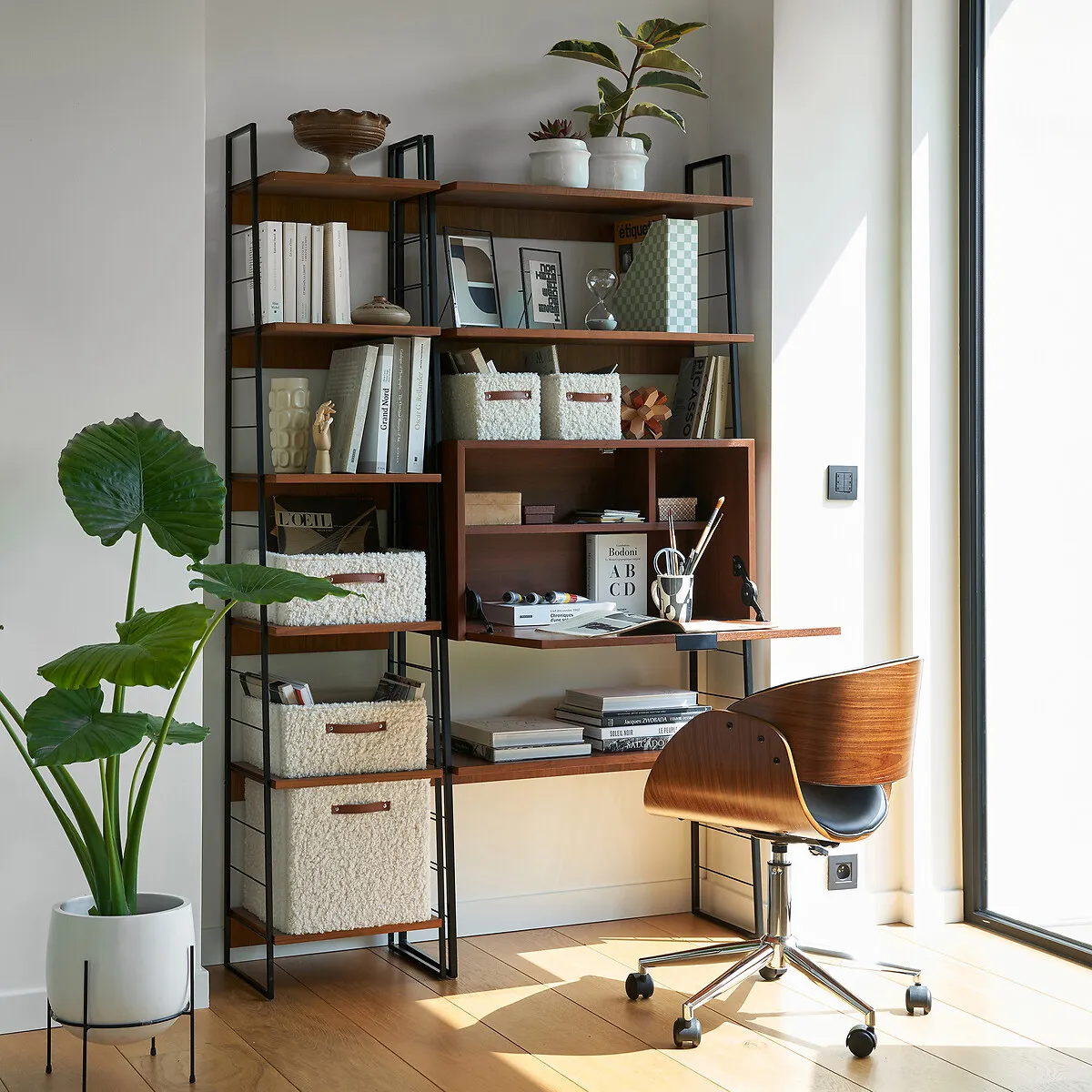 Watford Ladder Bookcase - Walnut, Steel alternate view