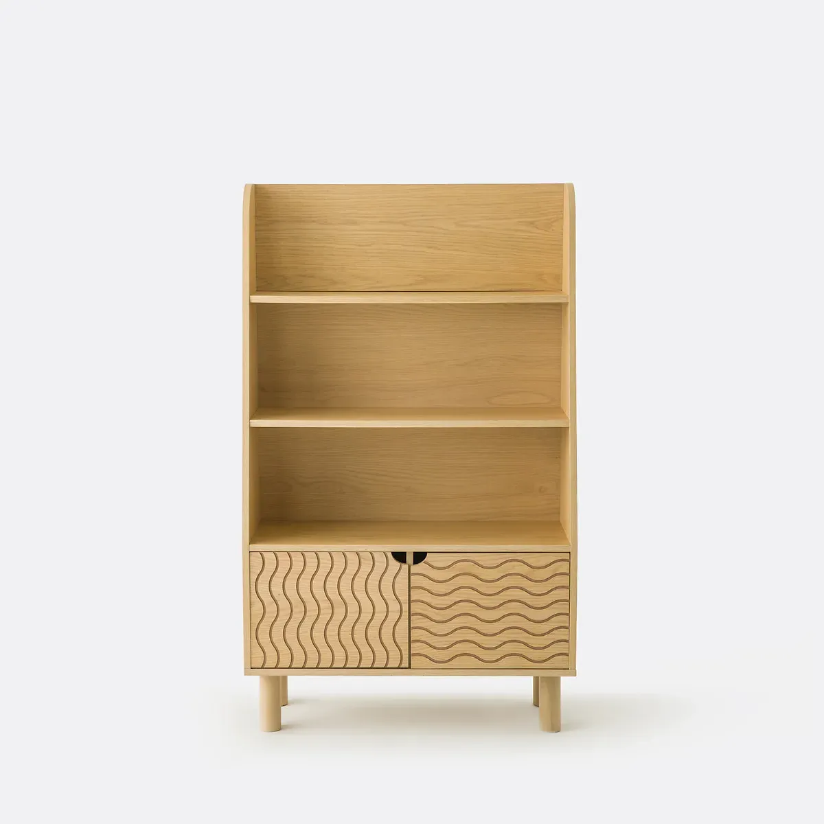 Wave Bookcase with Storage - Oak, MDF Veneer alternate view