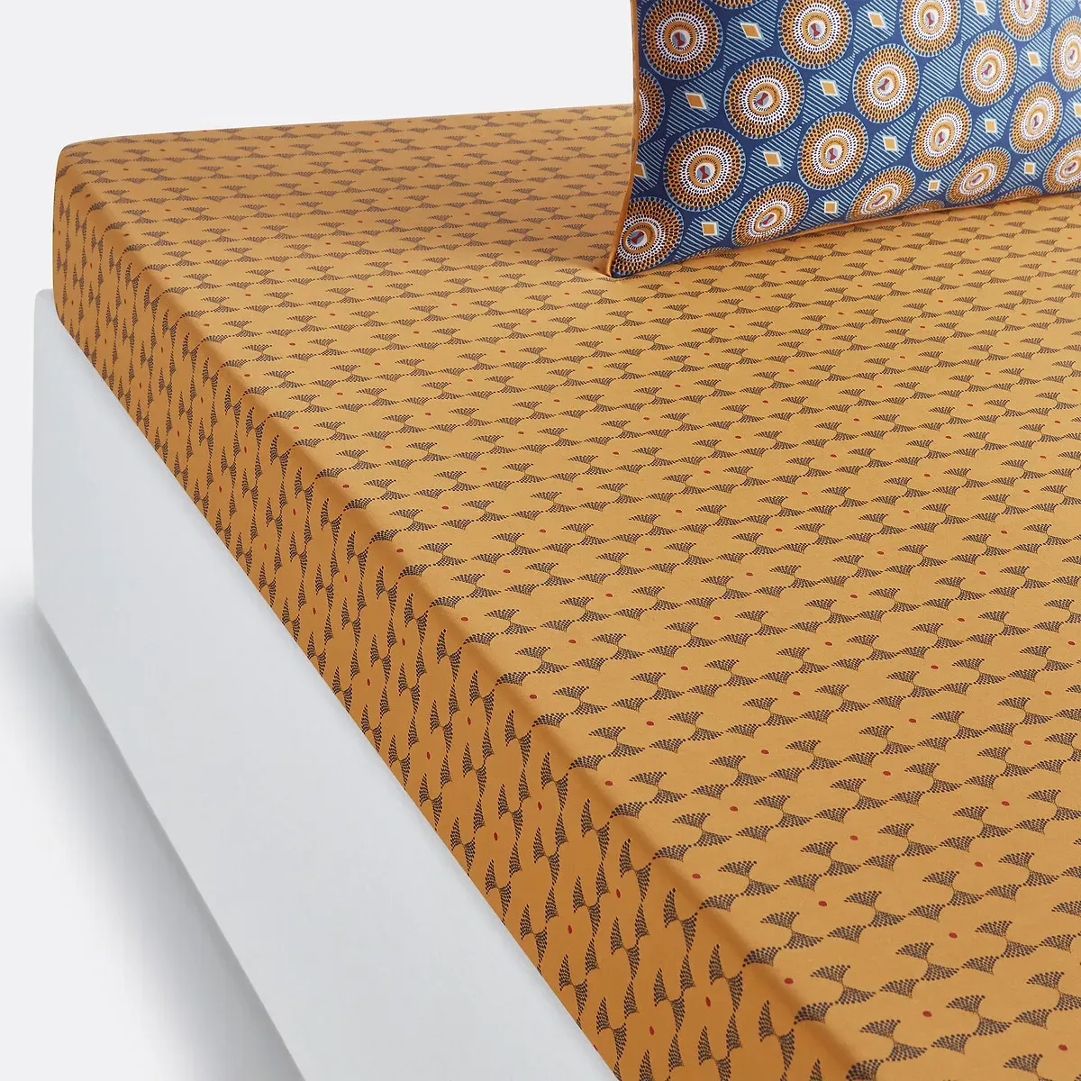 Wax Fitted Sheet - Blue Print, Cotton product
