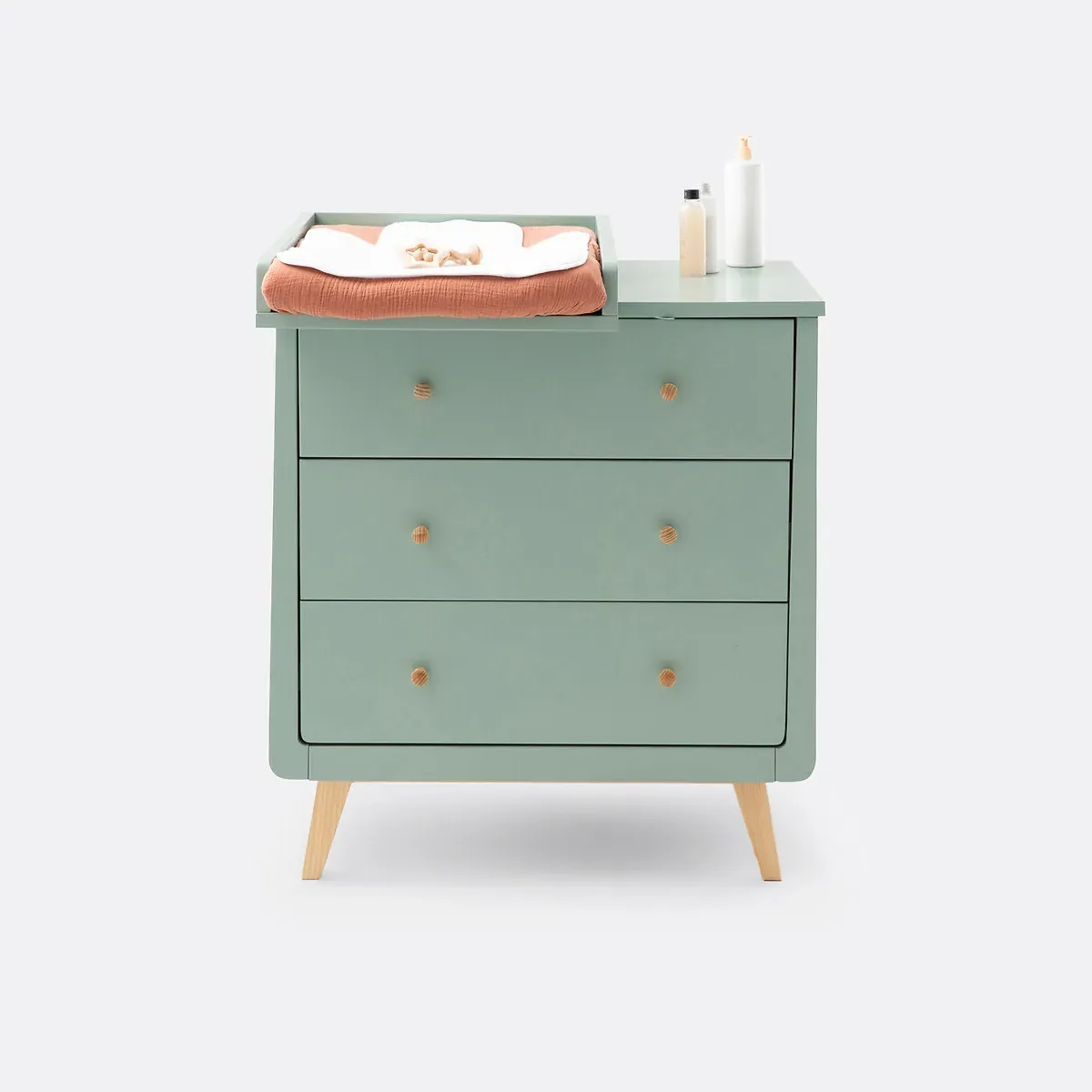 Willox 3-Drawer Baby Changing Unit - Grey-Green, MDF alternate view