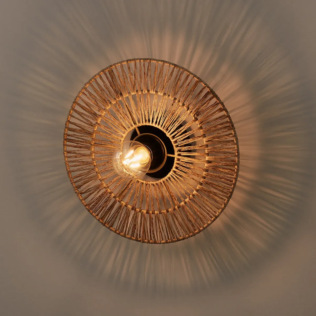 Yaku Circular Wall & Ceiling Light 30cm - Natural, Hemp alternate view