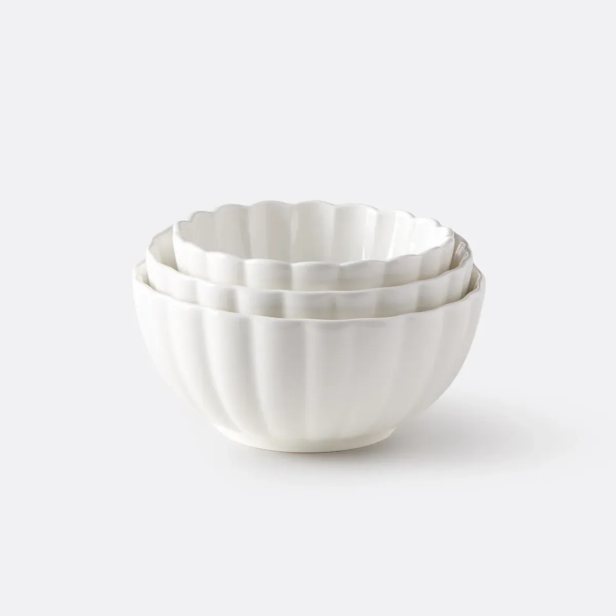 Ylan Set of 3 Nesting Bowls - White, Porcelain product