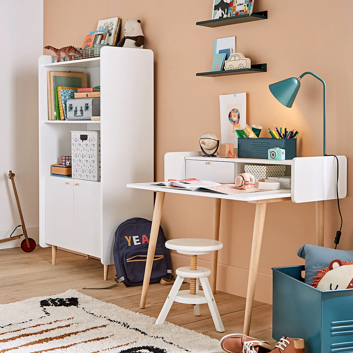 Zag Shelving Unit with Doors - White, MDF alternate view