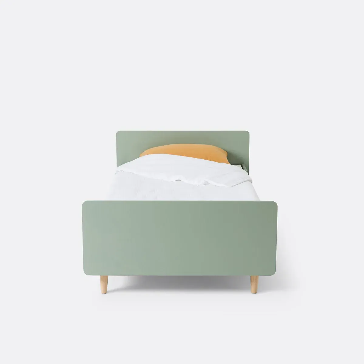 Zag Single Bed with Slatted Base - Grey-Green, MDF alternate view