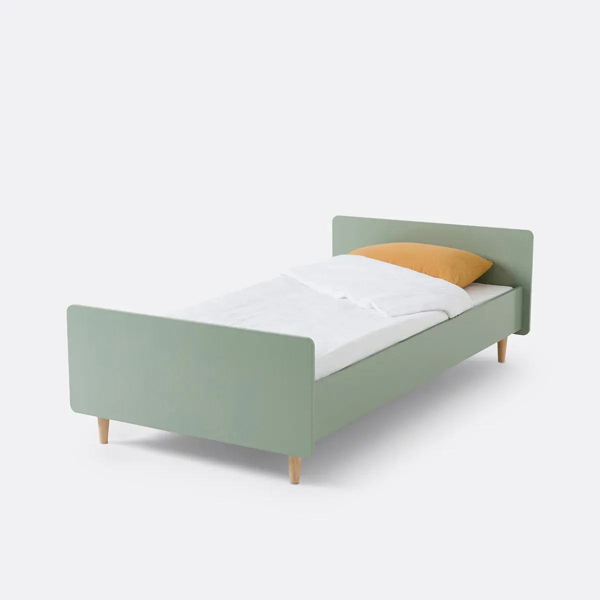 Zag Single Bed with Slatted Base - Grey-Green, MDF product