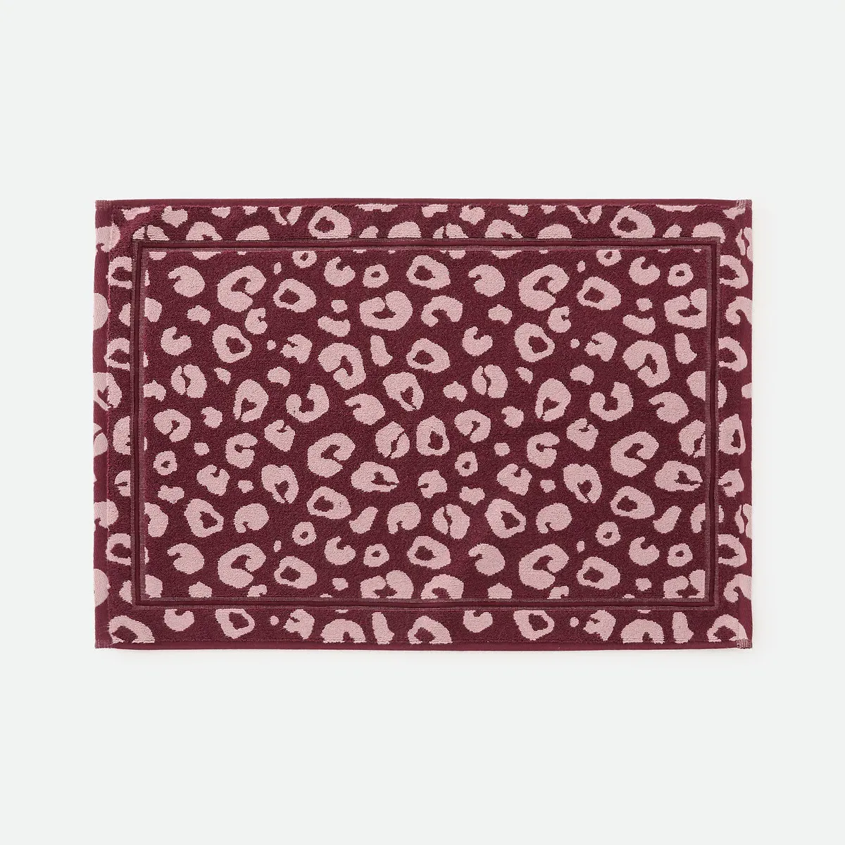 Zani Printed Bouclé Bath Mat - Burgundy Leopard, Cotton product