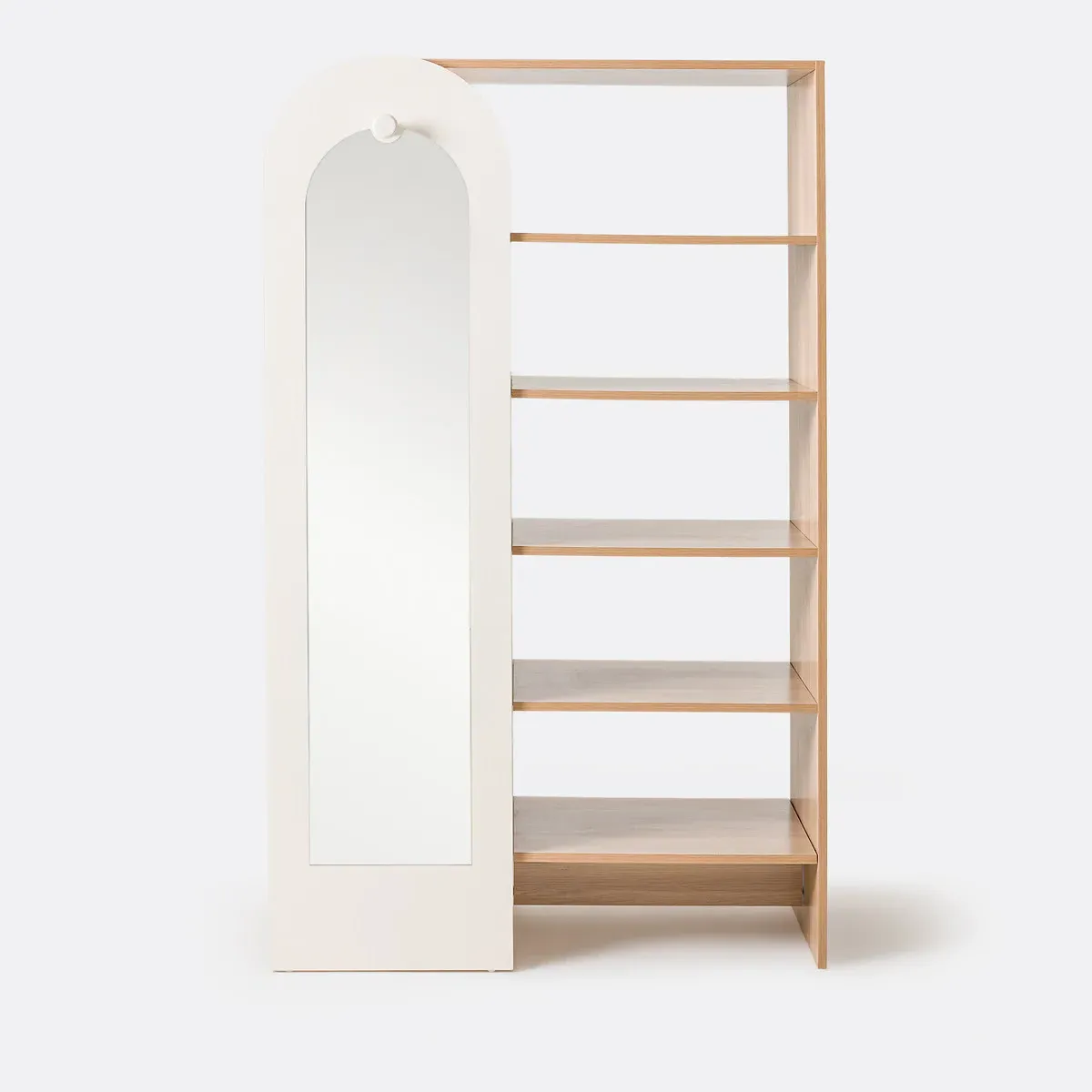 Zaria Wardrobe with Mirror - Natural, Melamine Particle Board alternate view